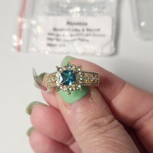 BP Gold with Green Center Stone and CZ Accents, Size 9